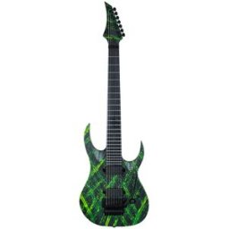 Solar Guitars A1.7FRCLN Canibalismo Negro carbón mate con salpicaduras de neón limón