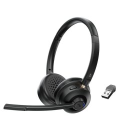 Auriculares Creative Chat Wireless inalámbricos Bluetooth con cancelación de ruido, micrófono y USB-C para oficina, color negro