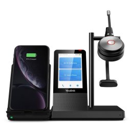 Auriculares Yealink WH66 Mono UC inalámbricos Bluetooth para oficina con micrófono con cancelación de ruido, base de carga y pantalla táctil, color negro