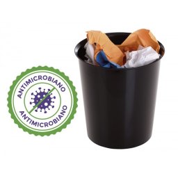 Papelera plastico archivo 2000 antimicrobiana sanitized plastico negro 18 litros 290x310 mm