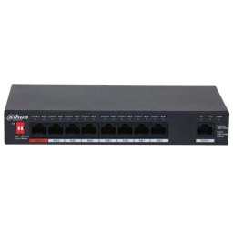 Switch Dahua DH-PFS3009-8ET1GT-96 8 Puertos PoE Fast Ethernet + 1 Gigabit, L2, Carcasa Metálica