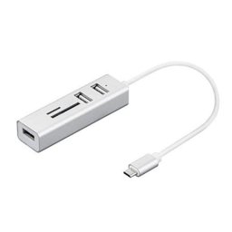 Hub USB Nilox NX090301141 3 Puertos Type-C Lector SD MicroSD Plata