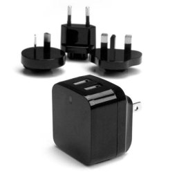 Cargador StarTech USB de Pared Dual 17W Universal 2 Puertos Negro
