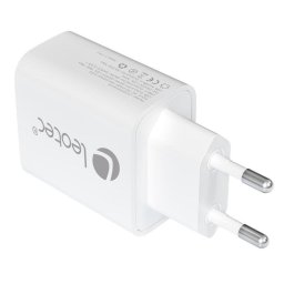 Cargador Leotec LECSPH30W2W GaN 30W USB-C PD y USB-A Blanco