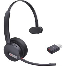 Auriculares Yealink WH64 Hybrid Mono inalámbricos Bluetooth y DECT para oficina con cancelación de ruido y micrófono, optimizados para Microsoft Teams, color negro
