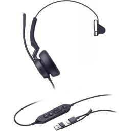 Auriculares Yealink UH46 con cable USB-C para oficina con Cancelación de Ruido y micrófono, negros