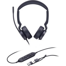 Auriculares Yealink UH44 DUAL UC con cable USB-A y USB-C para oficina, micrófono dual, color negro