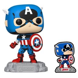 Figura Pop Funko Capitán América Marvel A60 Comic con Pin exclusivo