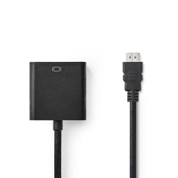 Adaptador de cable de vídeo Nedis CCGB34900BK02 HDMI a VGA con audio, 0,2 m, negro