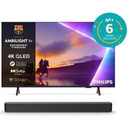 Philips QLED 75PUS8510 75" 4K Ambilight Smart TV Titan OS + Barra de Sonido TAB4000