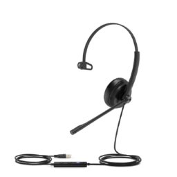 Auriculares Yealink UH34 con cable USB para oficina y call center con cancelación de ruido, control en cable y micrófono, color negro