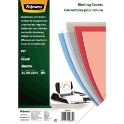 Fellowes Pack 100 Portadas de PVC Transparente 180 Micras