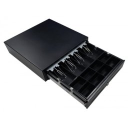 Cajon portamonedas 8 monederos 4 billeteros apertura manual y llave color negro 410x415x110 mm