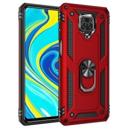 Funda para móvil Max Power Digital Anillo Giratorio Silicona Policarbonato Roja Antideslizante para Redmi Note 9 Pro y Note 9S
