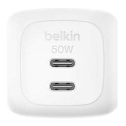 Cargador Belkin WCH019kqWH GaN 50 W Blanco 2 Puertos USB-C Carga Rápida