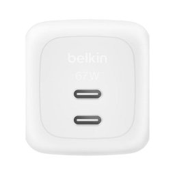 Cargador Belkin WCH020KQWH GaN 67 W Dual USB-C Carga Rápida Blanco