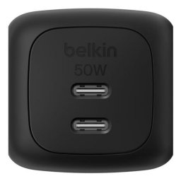 Cargador Belkin WCH019kqBK GaN 50 W USB-C doble carga rápida negro