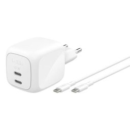 Cargador Belkin WCH020KQ2MWH-B6 GaN 67 W 2x USB-C Blanco con cable 2 m