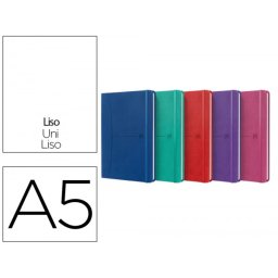 Cuaderno oxford cosida tapa extradura din a5 80 hojas liso colores vivos surtidos