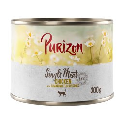 Purizon Single Meat comida húmeda para gatos 24 x 200 g - Pack Ahorro - Pollo con flores de camomila