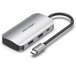 Vention 5 en 1 HUB USB-C a USB 3.0x4/PD100W 0.15M Aluminio