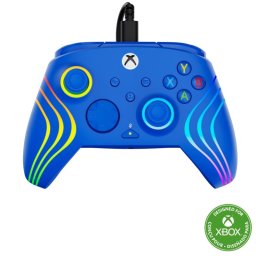 Gamepad Alámbrico Azul RGB USB-C Compatible PC Xbox Series X S One Joysticks Ergonómico