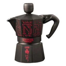 Cafetera Italiana Bialetti Stranger Things 0,13L 3 Tazas Aluminio Negro Rojo