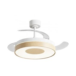 Ventilador techo Blanco Madera con Led 3 Palas de 106 Dunat