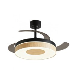 Ventilador techo Negro Madera con Led 3 Palas de 106 Dunat