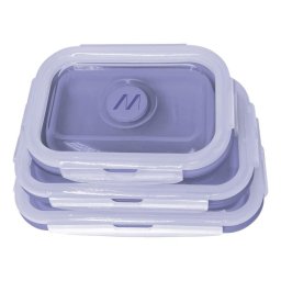 Fiambrera Muitomas LUNCHBOXSETVL silicona plegable violeta set 3 piezas