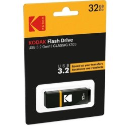 Memoria USB Kodak K100 32GB USB 3.1 100MB/s Negro-Amarillo Compacta