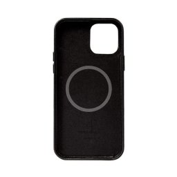 Funda para móvil CRONG Essential MagSafe Cover cuero y metal negra para iPhone 12 Pro Max