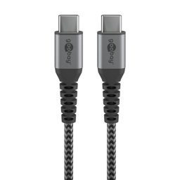 Cable USB-C Goobay 49301 0,5 m textil trenzado negro y gris