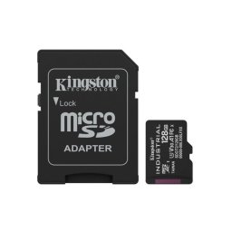 Tarjeta de memoria Kingston microSDXC Industrial 128GB UHS-I Clase 10 pSLC + adaptador SD