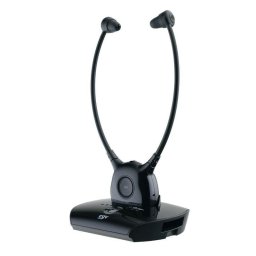 Auriculares CGV Dolfin Onyx inalámbricos para TV con estación base y control de volumen, negros