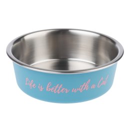 TIAKI "Better With A Cat" comedero de acero inoxidable - 450 ml, Diám 14 cm