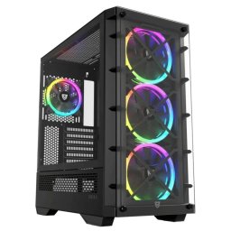 Nfortec DRACO X A-RGB Torre ATX 4 Ventiladores Cristal Templado USB 3.2 Soporte GPU Negra