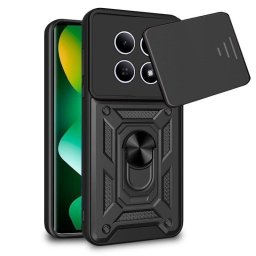 Funda Cool Hard Ring Carcasa Antigolpes Aluminio Negra con anillo e imán para Xiaomi REDMI Note 15