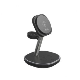 Cargador inalámbrico Accetel Acw515b 3 en 1 MagSafe 15W USB-C