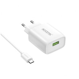 Cargador de pared Accetel AC335 USB 2.4A con cable Micro USB 1 m