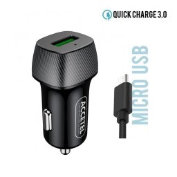Cargador de coche Accetel CC284 carga rápida QC3.0 18W cable micro USB