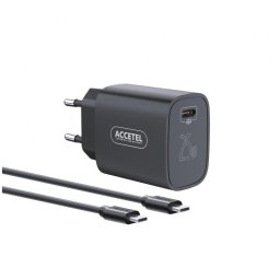 Cargador de pared Accetel Ac856 carga rápida PD 25W con cable USB-C 1 m