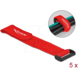DELOCK 19532 - Bridas de velcro con lazo L 190 x W 25 mm rojo 5 piezas