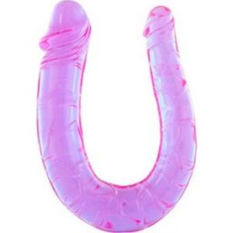 Baile Dildo Doble Gelatina Flexible Púrpura 1ud