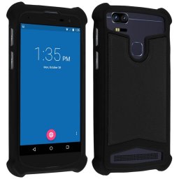 Avizar Funda Silicona Efecto Cuero Negra para Smartphones 4.3" a 4.7