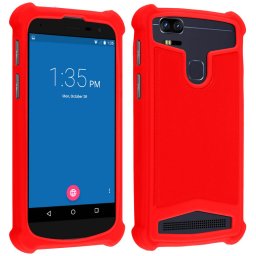 Avizar Funda Silicona Efecto Cuero Roja para Smartphones 4.3" a 4.7