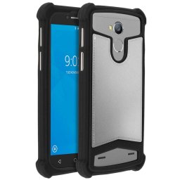 Avizar Funda Silicona Efecto Cuero Plateada para Smartphones 4.3" a 4.7