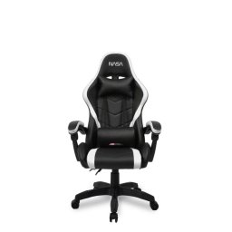 Silla gaming Nasa Orion respaldo ajustable negro y blanco 120 kg