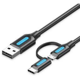 Vention Cable USB-C/Micro USB a USB 2.0 Macho/Macho 3A 50cm Negro