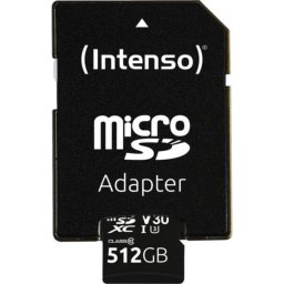 Tarjeta de memoria Intenso 3433493 microSDXC 512 GB UHS-I Clase 10 U3 V30 con adaptador SD